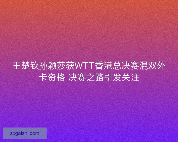 王楚钦孙颖莎获WTT香港总决赛混双外卡资格 决赛之路引发关注 王楚钦孙颖莎获WTT香港总决赛混双外卡资格 决赛之路引发关注