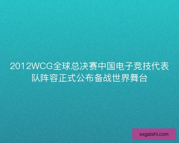 2012WCG全球总决赛中国电子竞技代表队阵容正式公布备战世界舞台