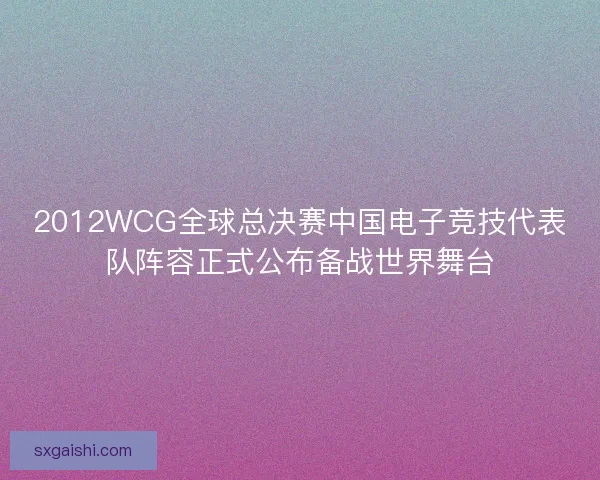 2012WCG全球总决赛中国电子竞技代表队阵容正式公布备战世界舞台 2012WCG全球总决赛中国电子竞技代表队阵容正式公布备战世界舞台