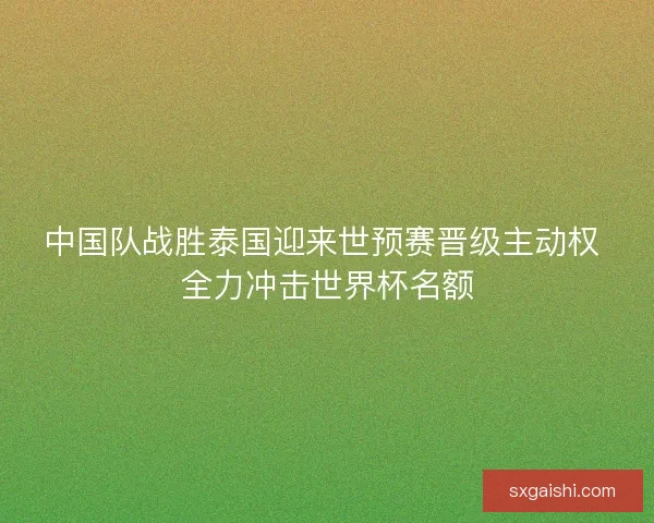 中国队战胜泰国迎来世预赛晋级主动权 全力冲击世界杯名额 中国队战胜泰国迎来世预赛晋级主动权 全力冲击世界杯名额